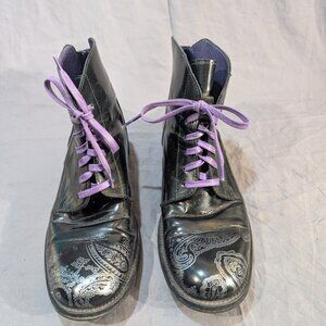 Robert Graham Mens Leeds Chukka Boots Black Purple Silver